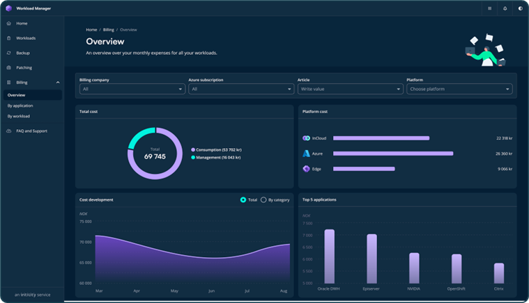 Screenshot of cost overview in Workload Manager