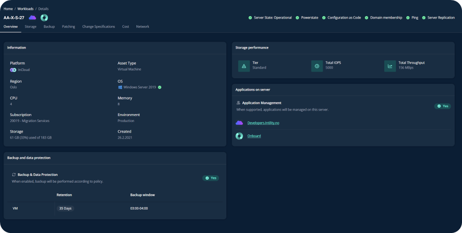 Screenshot of a detailed view of a workload inside Workload Manager