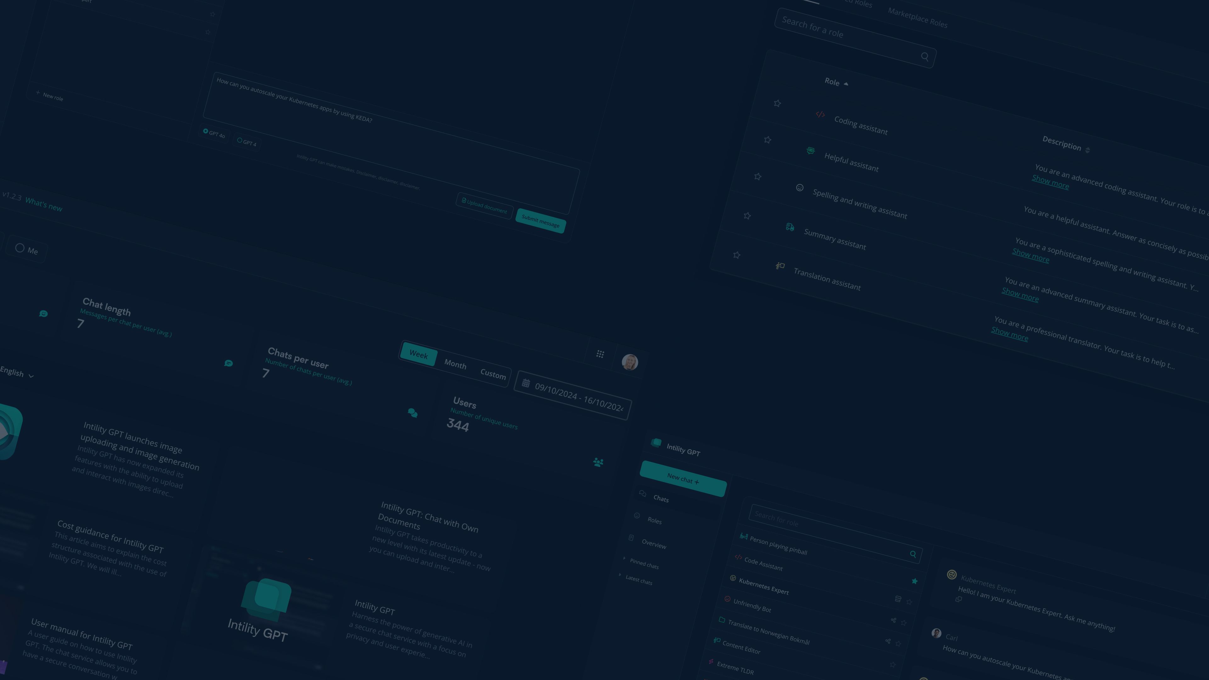 Screenshots from Intility GPT dashboard